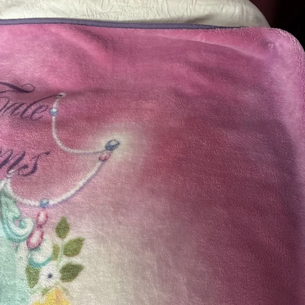 Disney Princesses VTG 90s Plush Blanket Cinderella Sleeping Beauty Belle 59